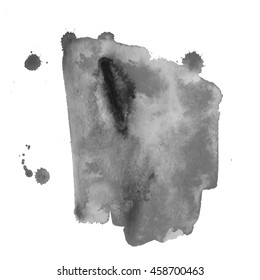 Black watercolor stain. Watercolor texture background