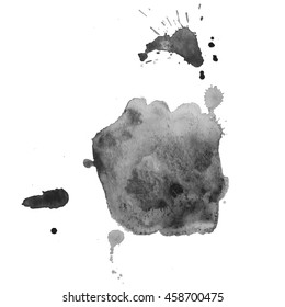 Black watercolor stain. Watercolor texture background