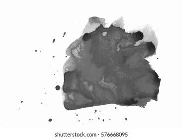 Black watercolor stain. Watercolor texture background
