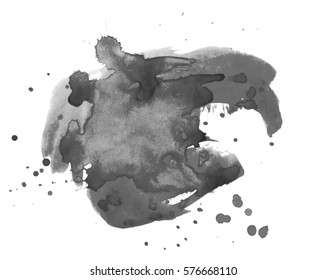 Black watercolor stain. Watercolor texture background