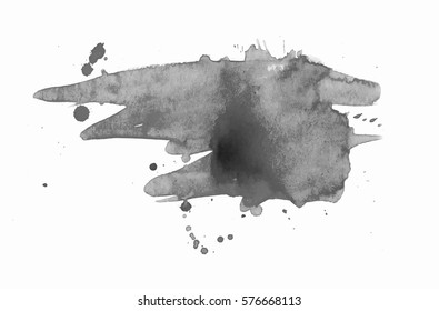 Black watercolor stain. Watercolor texture background