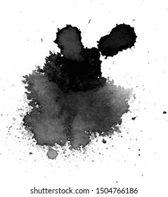 Black watercolor stain. Texture grunge background