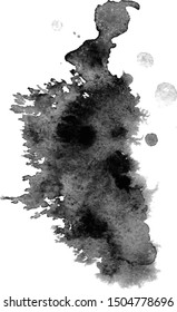 Black watercolor stain. Texture grunge background