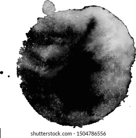 Black watercolor stain. Texture grunge background