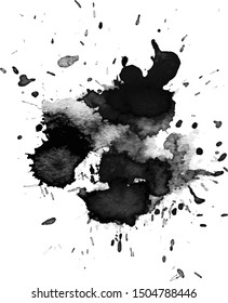 Black watercolor stain. Texture grunge background