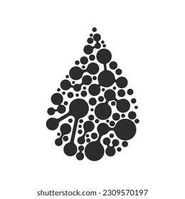 black waterdrop molecule technology icon vector concept design template