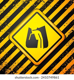 Black Waterfall icon isolated on yellow background. Warning sign. Vector