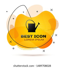 Black Watering can icon isolated on white background. Irrigation symbol. Fluid color banner. Vector Illustration