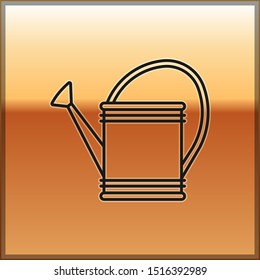 Black Watering can icon isolated on gold background. Irrigation symbol.  Vector Illustration