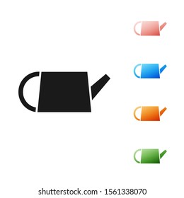 Black Watering can icon isolated on white background. Irrigation symbol. Set icons colorful. Vector Illustration