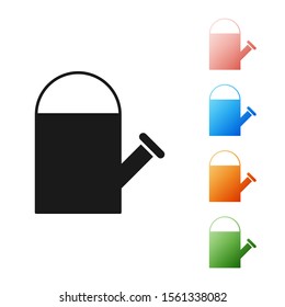 Black Watering can icon isolated on white background. Irrigation symbol. Set icons colorful. Vector Illustration