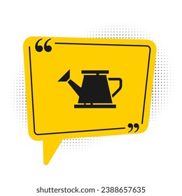 Black Watering kann Symbol einzeln auf weißem Hintergrund. Bewässerungssymbol. Symbol für gelbe Sprachblase. Vektorgrafik