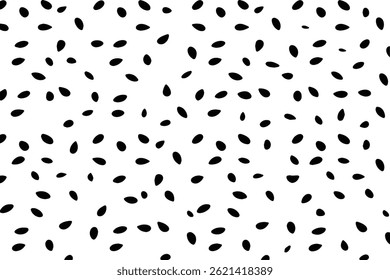 Patrón de semilla de sandía negra sobre un fondo blanco, Ilustración vectorial minimalista.