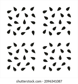 Black watermelon seeds set, flat illustration