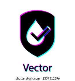 Black Waterproof icon isolated on white background. Water resistant or liquid protection concept. Vector Illustration