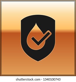 Black Waterproof icon isolated on gold background. Water resistant or liquid protection concept. Vector Illustration