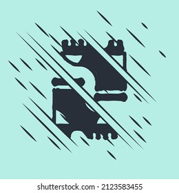 Black Waterproof rubber boot icon isolated on green background. Gumboots for rainy weather, fishing, gardening. Glitch style. Vector