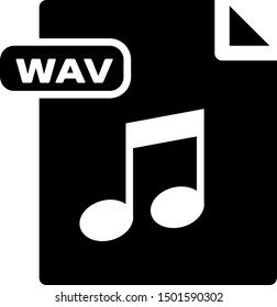 Black WAV file document. Download wav button icon isolated on white background. WAV waveform audio file format for digital audio riff files.  Vector Illustration