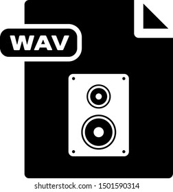 Black WAV file document. Download wav button icon isolated on white background. WAV waveform audio file format for digital audio riff files.  Vector Illustration