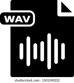 Black WAV file document. Download wav button icon isolated on white background. WAV waveform audio file format for digital audio riff files.  Vector Illustration