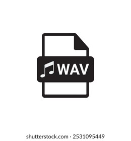 Black WAV file document icon. Download wav button icon isolated on white background. WAV waveform audio file format for digital audio riff files.