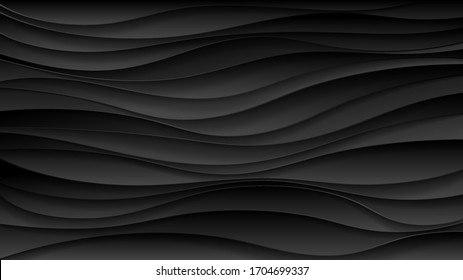 Black wave background. Abstract  vector illustration with black wavy. 