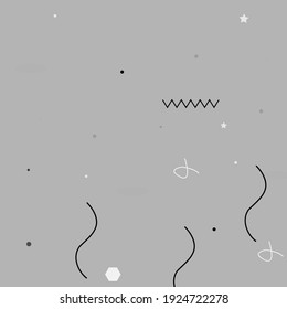 Black Wave Chaos Modern Art Pattern. Dots White Polygon Line Modern Hipster Background. Shadows Star Zigzag Triangle Vector Background. Simple Dark Gray Calm Grey Geometrical Art Illustration.