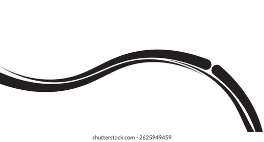 black wave curve, black wave corner shape for element, stripes ribbon golden graphic, striped black