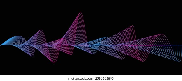 Black and wave gradation abstract background, suitable for banner, web template, media promotion, billboard, advertising, etc.