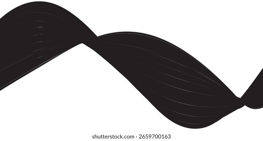 Farbverlauf-Hintergrund für schwarze Wellen. Schwarzes Kurvenbanner-Design.