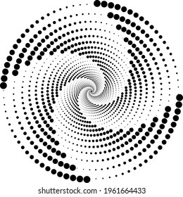 black wave halftone dots vector circular illustration on white background
