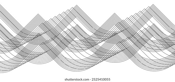 Black wave line on white background. Abstract curved lines