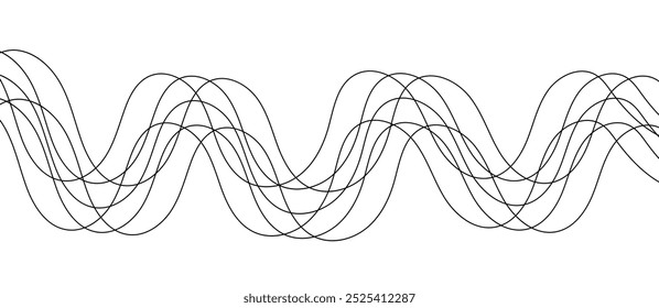 Black wave line on white background. Abstract curved lines