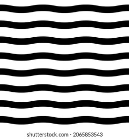 Black wave line seamless pattern on white background. Vector illustration.