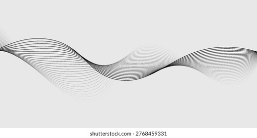 Black wave lines on grey background. Sound wave effect design