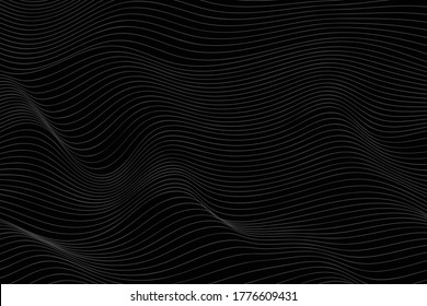 Black Wave Lines Pattern Abstract Background. Vector