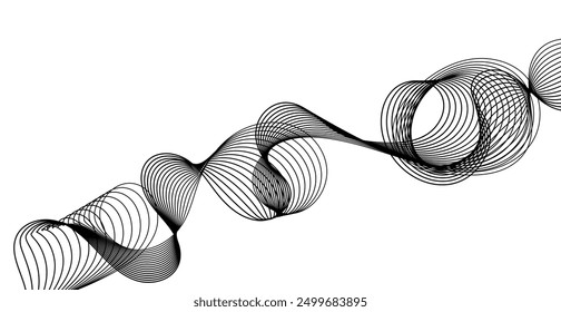 Black Wave Lines Pattern Abstract Background. Vector Illustration. Banner. Wallpaper. Cover Backdrop