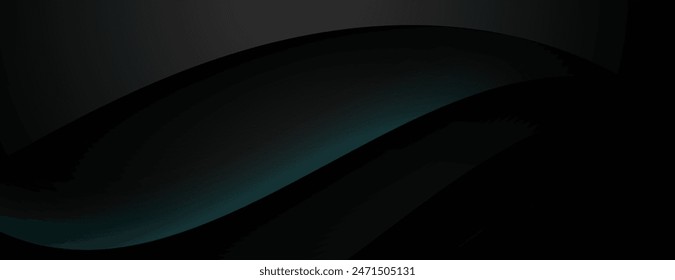 black wave paper style background with blue light. technology banner design