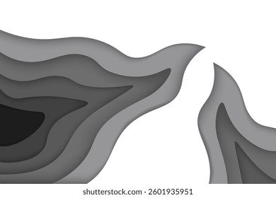 black wave papercut style with blank white background for banner template design elegant or netral theme