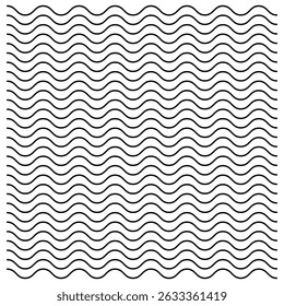 Black Wave pattern seamless white background. Simple curved lines with repeat stripes texture. Minimalistic design template for poster, banner, postcard. wavy zigzag stroke lines pattern. Eps file 51.