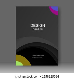 Plantilla de folleto comercial del vector de onda negra. Diseño de pancartas, afiche en tamaño A4. Promoción simple de volante. de la barra Formato. Ilustración del vector
