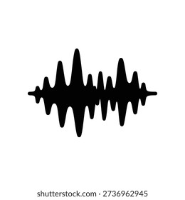 A black waveform graphic on a white background, symbolizing sound or audio