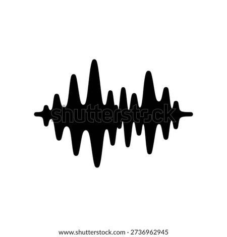 A black waveform graphic on a white background, symbolizing sound or audio