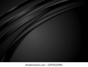 Schwarze Wellen abstrakter geometrischer Hintergrund der Unternehmen. Vektorgrafik-Design