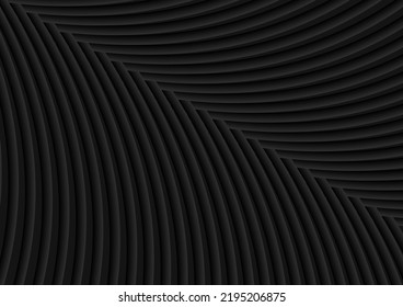 Black waves abstract technology geometric background. Vector concept minimal design