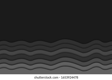 Black waves background abstract design. Vector illustration