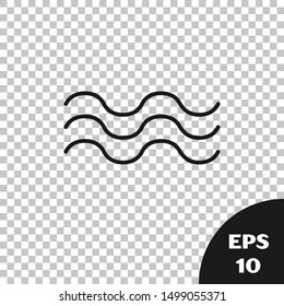 Black Waves icon isolated on transparent background.  Vector Illustration