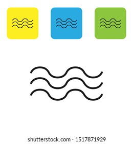 Black Waves icon isolated on white background. Set icons colorful square buttons. Vector Illustration