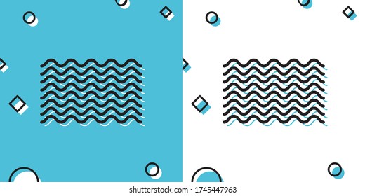 Black Waves icon isolated on blue and white background. Random dynamic shapes. Vector Illustration