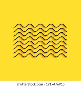 Black Waves icon isolated on yellow background. Long shadow style. Vector.